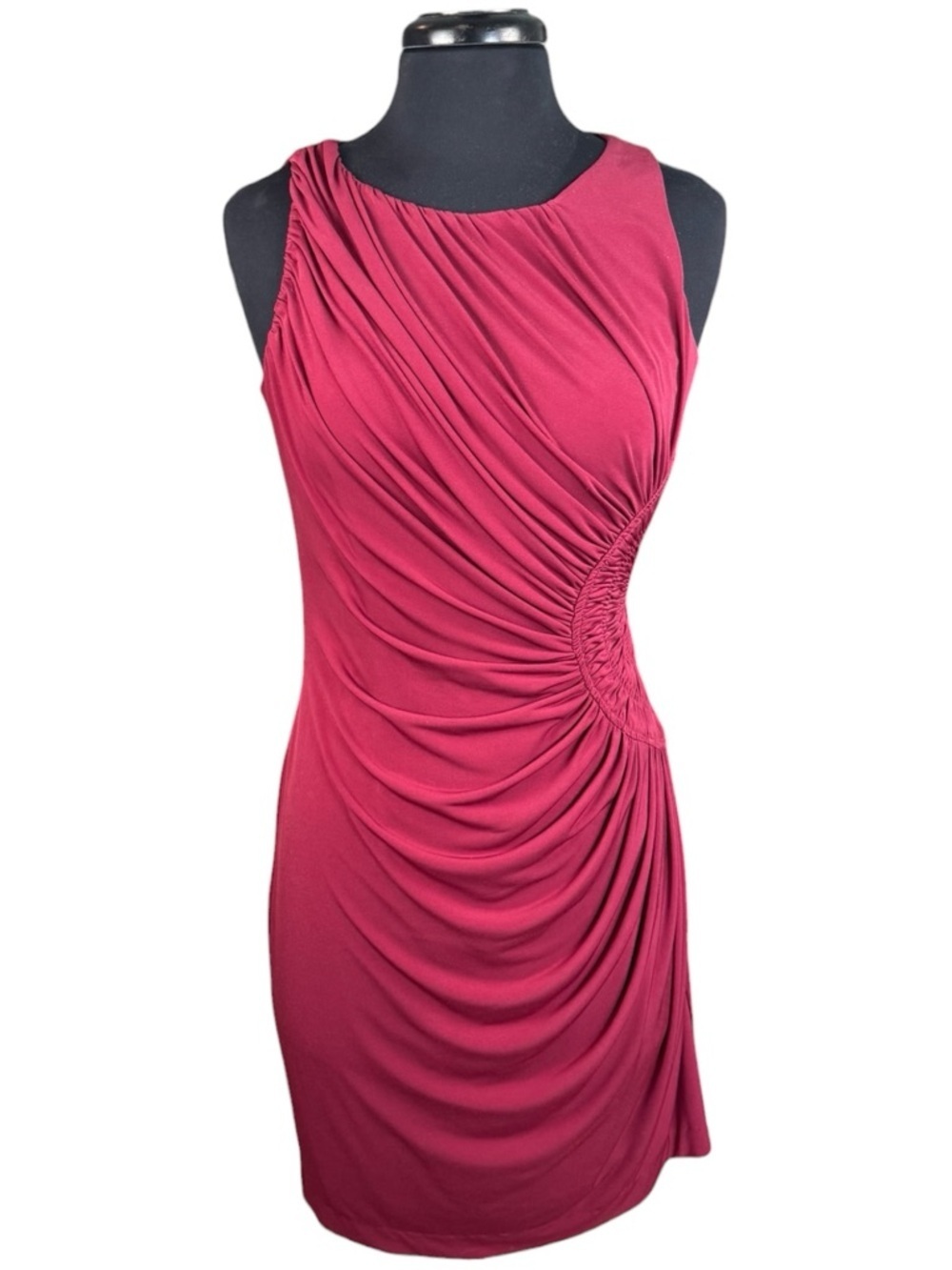 Boston Proper Burgundy Ruched Sleeveless Dress Size 10 - Picture 1 of 6